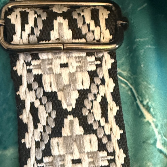 Black Studded Crossbody Sling Bag with Woven Strap - Picture 5 of 9